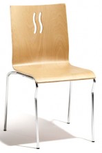 Epi 4 Point Wave Chair. Ply Shell. Chrome 4 Legs. Clear Natural Beech